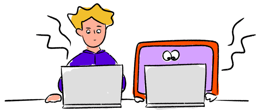 Person and bot illustration